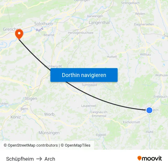 Schüpfheim to Arch map