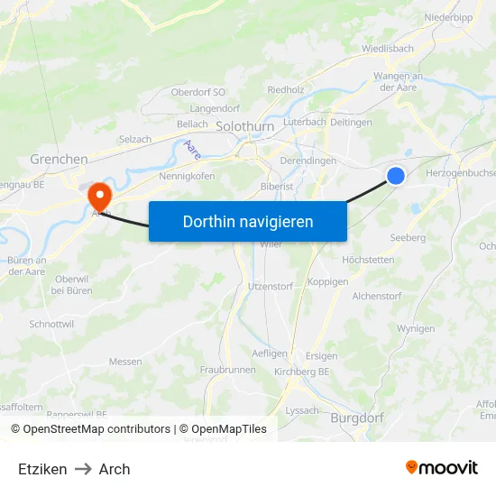 Etziken to Arch map