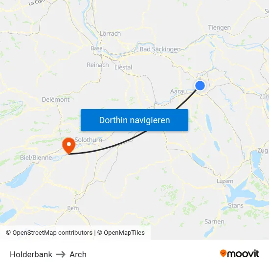 Holderbank to Arch map