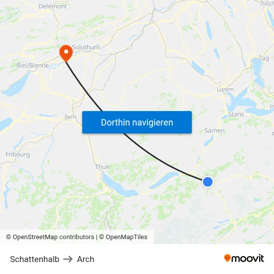 Schattenhalb to Arch map