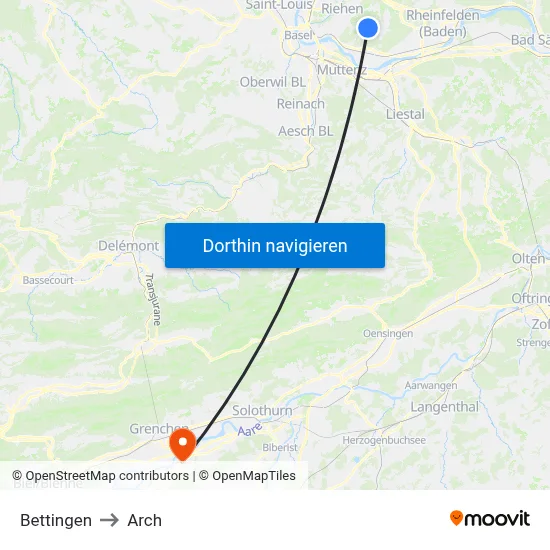 Bettingen to Arch map