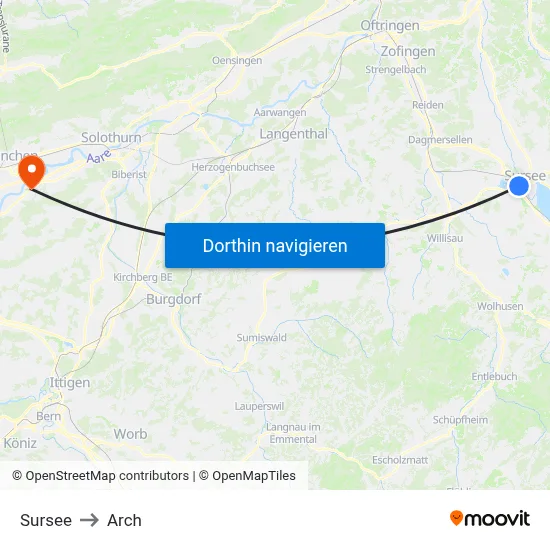 Sursee to Arch map