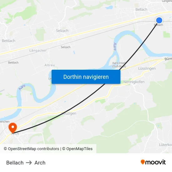 Bellach to Arch map