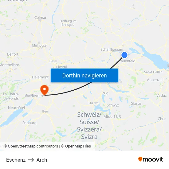 Eschenz to Arch map