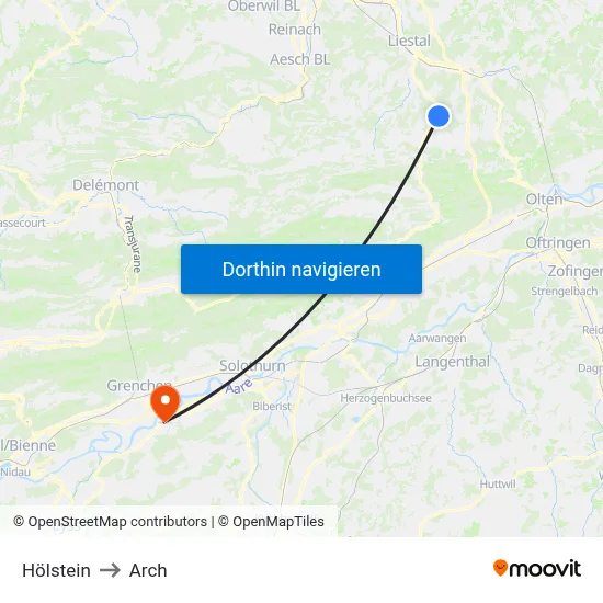 Hölstein to Arch map