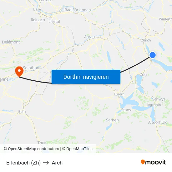 Erlenbach (Zh) to Arch map
