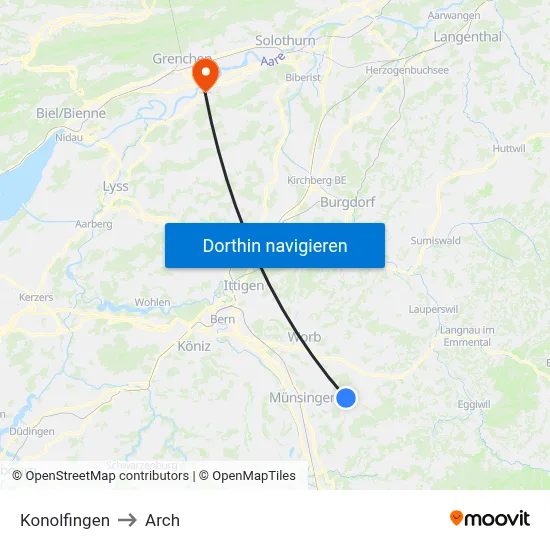 Konolfingen to Arch map