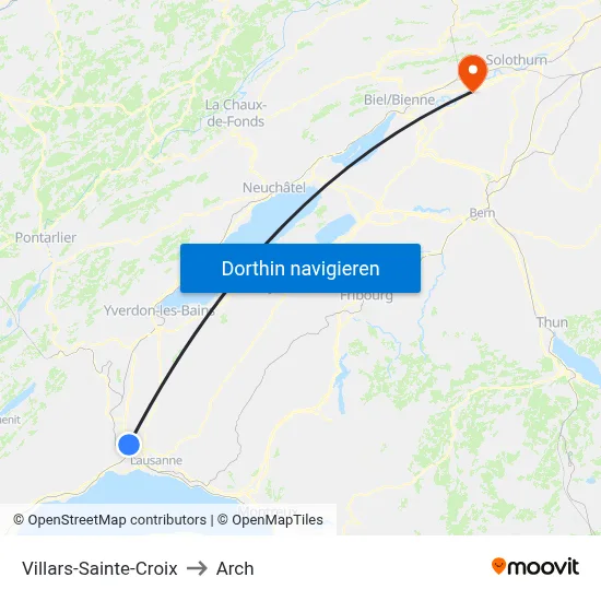 Villars-Sainte-Croix to Arch map