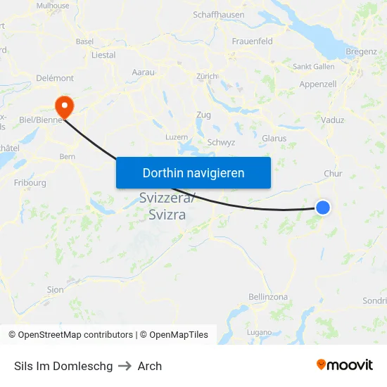 Sils Im Domleschg to Arch map
