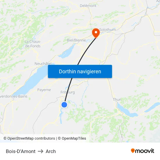 Bois-D’Amont to Arch map