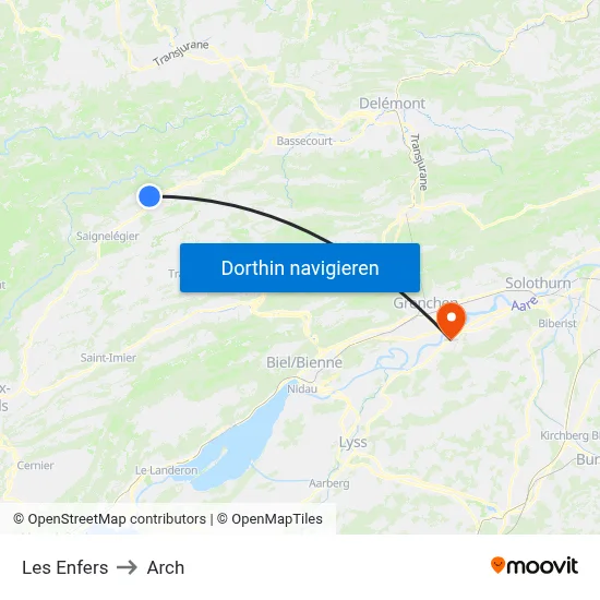 Les Enfers to Arch map