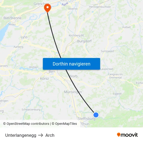 Unterlangenegg to Arch map