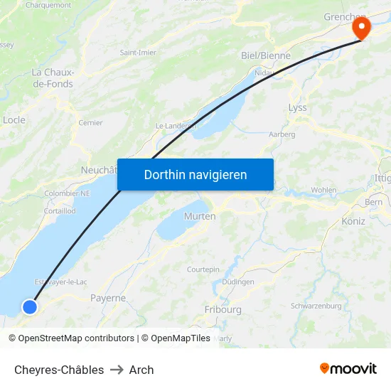Cheyres-Châbles to Arch map