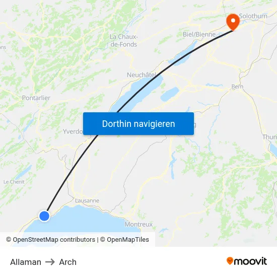 Allaman to Arch map