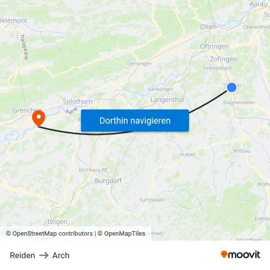 Reiden to Arch map