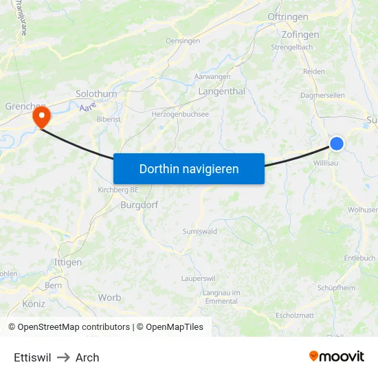 Ettiswil to Arch map