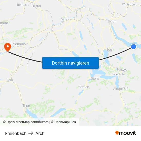 Freienbach to Arch map