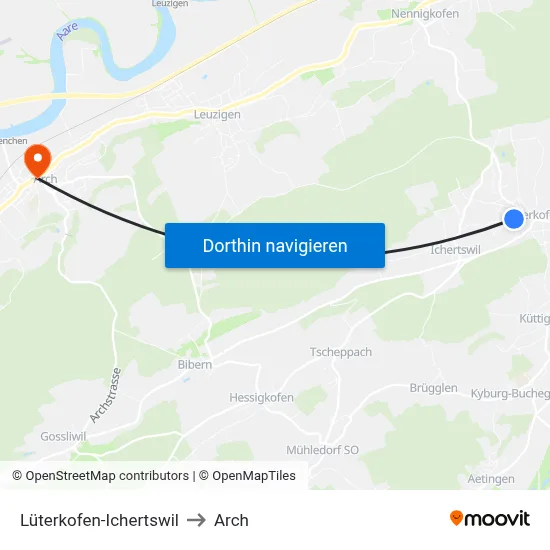 Lüterkofen-Ichertswil to Arch map