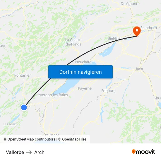 Vallorbe to Arch map