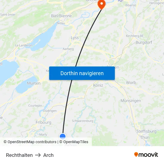 Rechthalten to Arch map