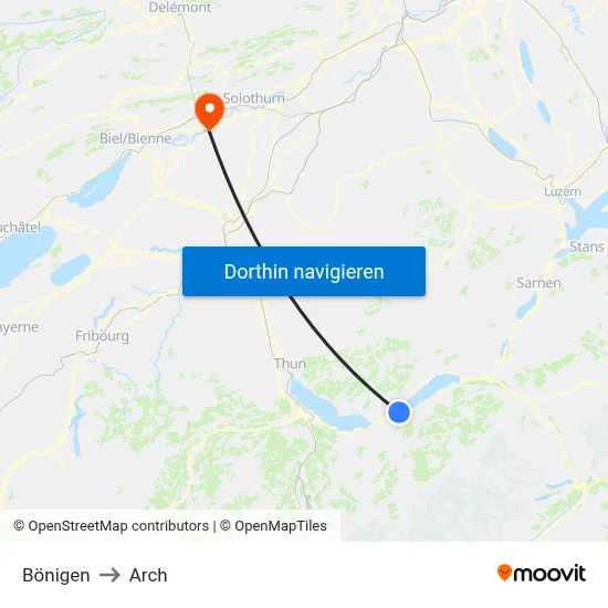 Bönigen to Arch map