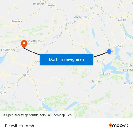 Dietwil to Arch map
