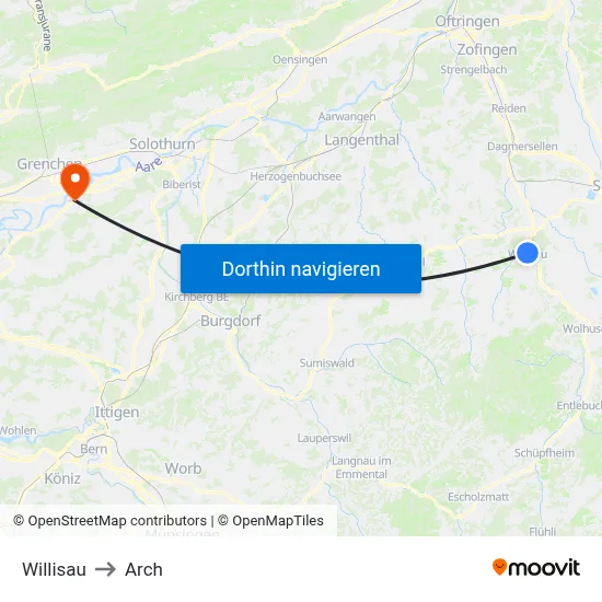 Willisau to Arch map