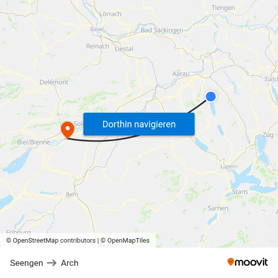Seengen to Arch map