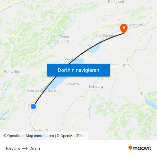 Bavois to Arch map