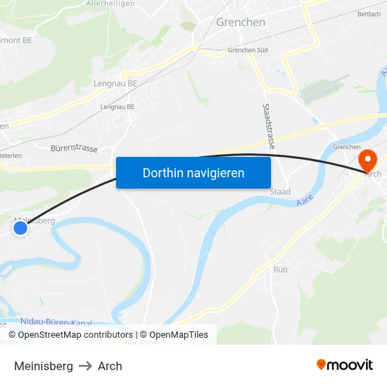 Meinisberg to Arch map