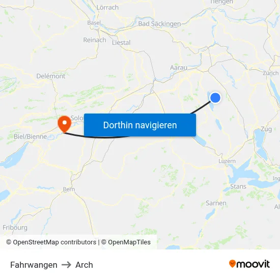 Fahrwangen to Arch map