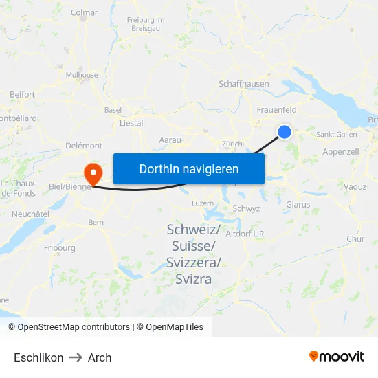 Eschlikon to Arch map