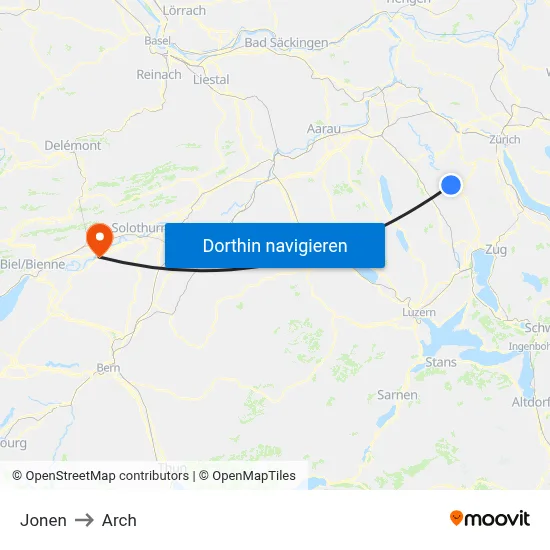Jonen to Arch map