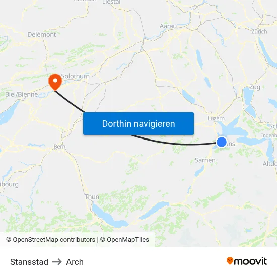 Stansstad to Arch map