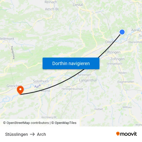 Stüsslingen to Arch map