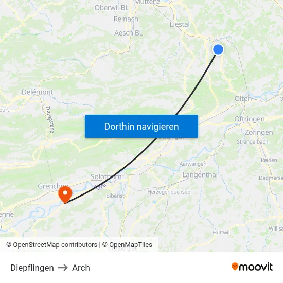Diepflingen to Arch map
