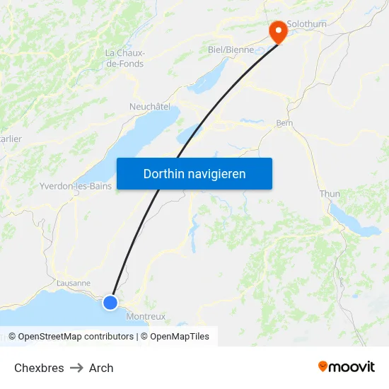 Chexbres to Arch map