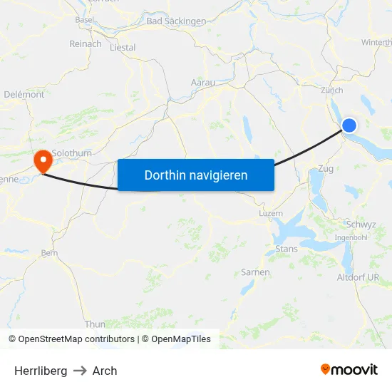 Herrliberg to Arch map