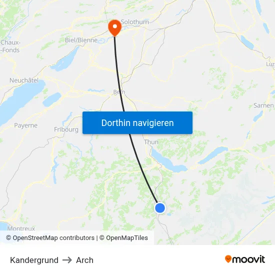 Kandergrund to Arch map
