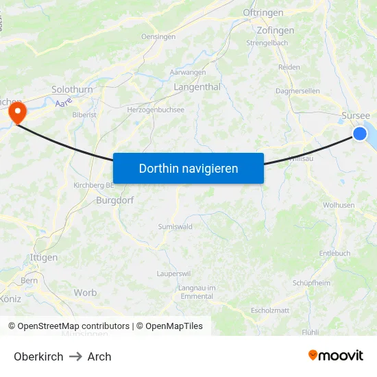Oberkirch to Arch map