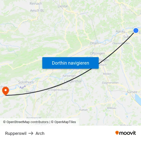 Rupperswil to Arch map