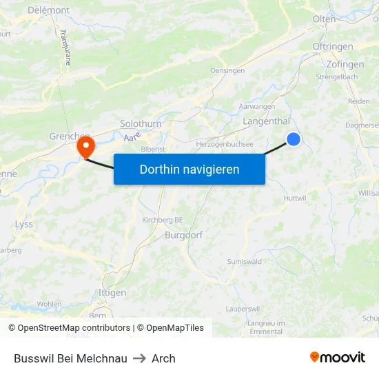 Busswil Bei Melchnau to Arch map