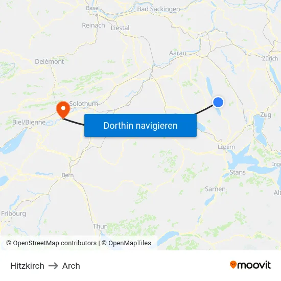 Hitzkirch to Arch map
