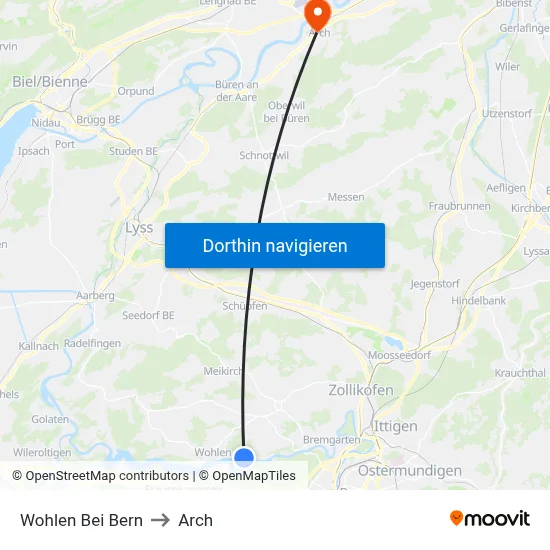 Wohlen Bei Bern to Arch map