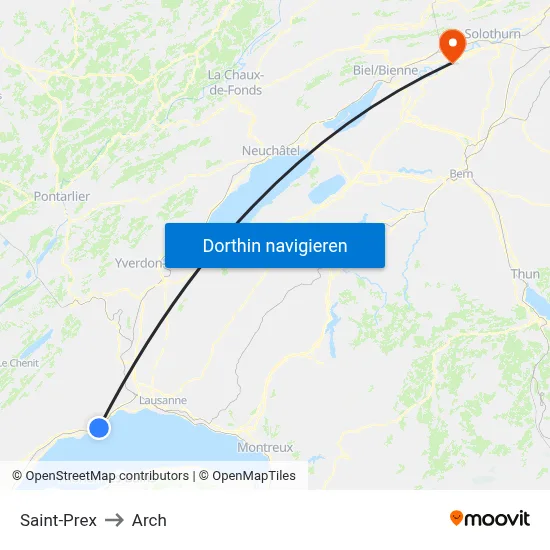Saint-Prex to Arch map