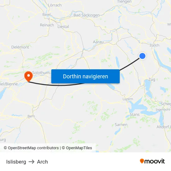 Islisberg to Arch map