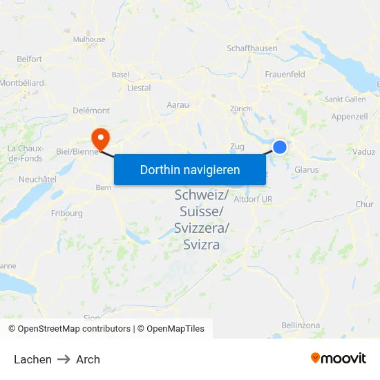 Lachen to Arch map