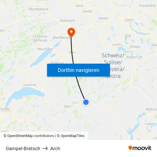 Gampel-Bratsch to Arch map