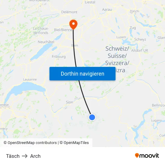 Täsch to Arch map