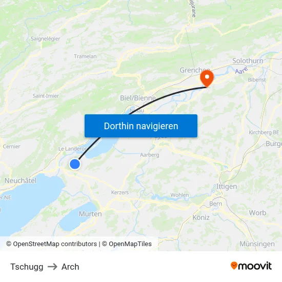 Tschugg to Arch map